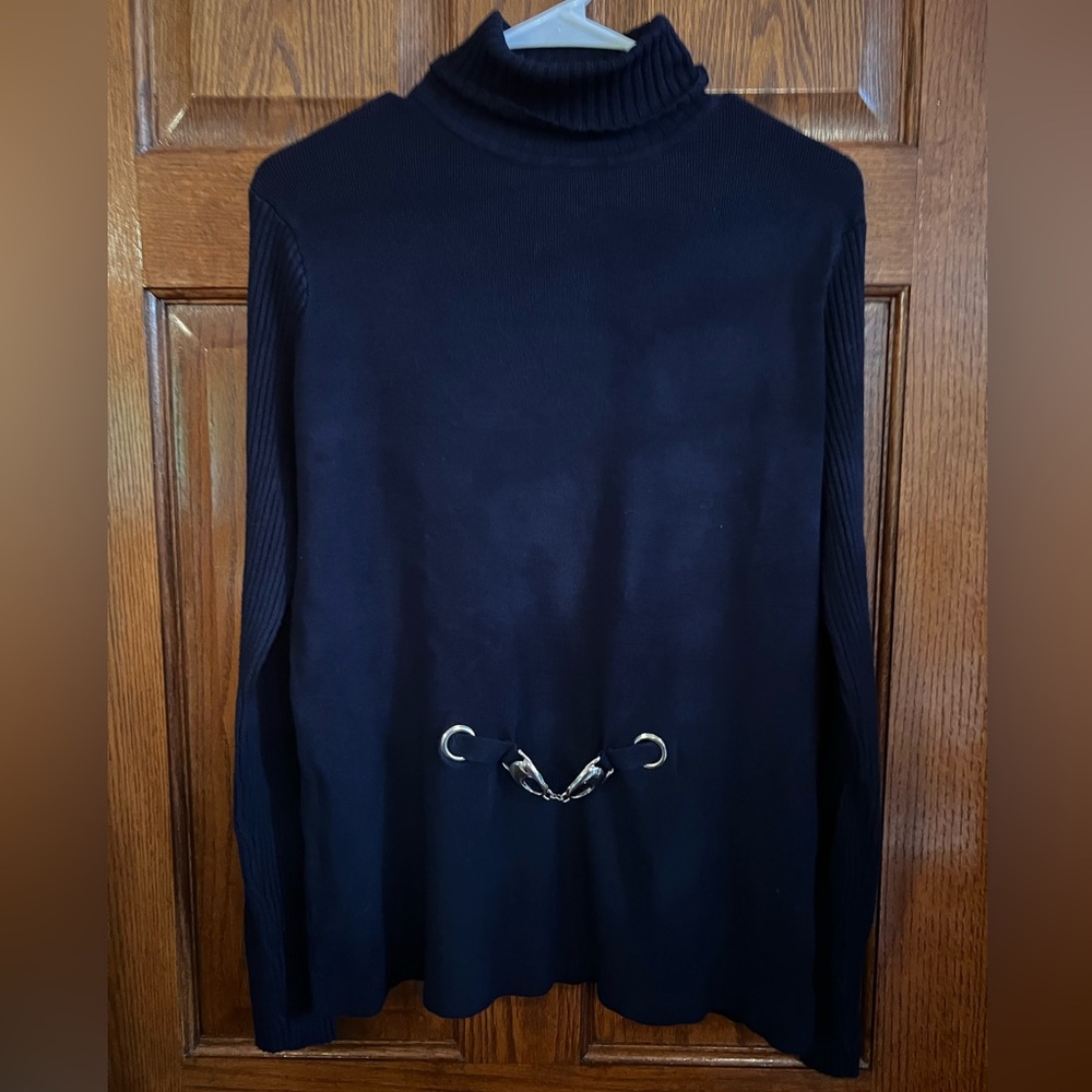 Coletane Large Navy Blue Turtleneck Pullover Sweater Long Sleeve
